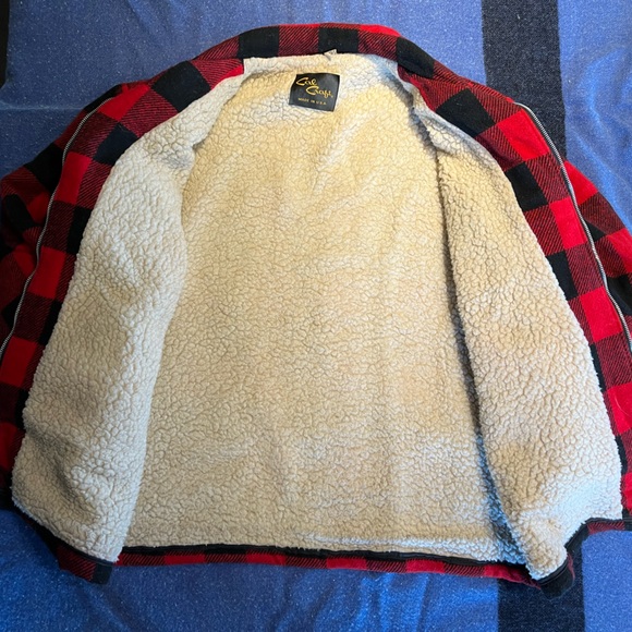 Vintage Cal Craft Buffalo Plaid Wool Sherpa lined jacket sz 1X 48 - Picture 5 of 11